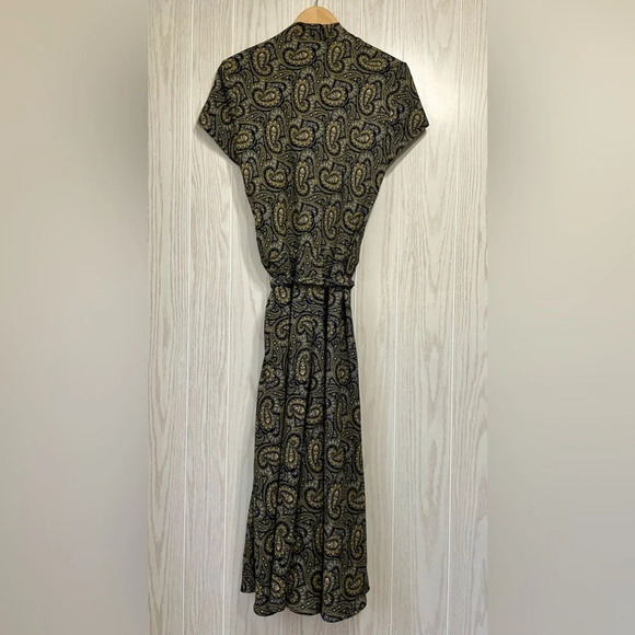 Lauren RALPH LAUREN Womens 14 NAVY Gold Paisley DRESS - Picture 3 of 4
